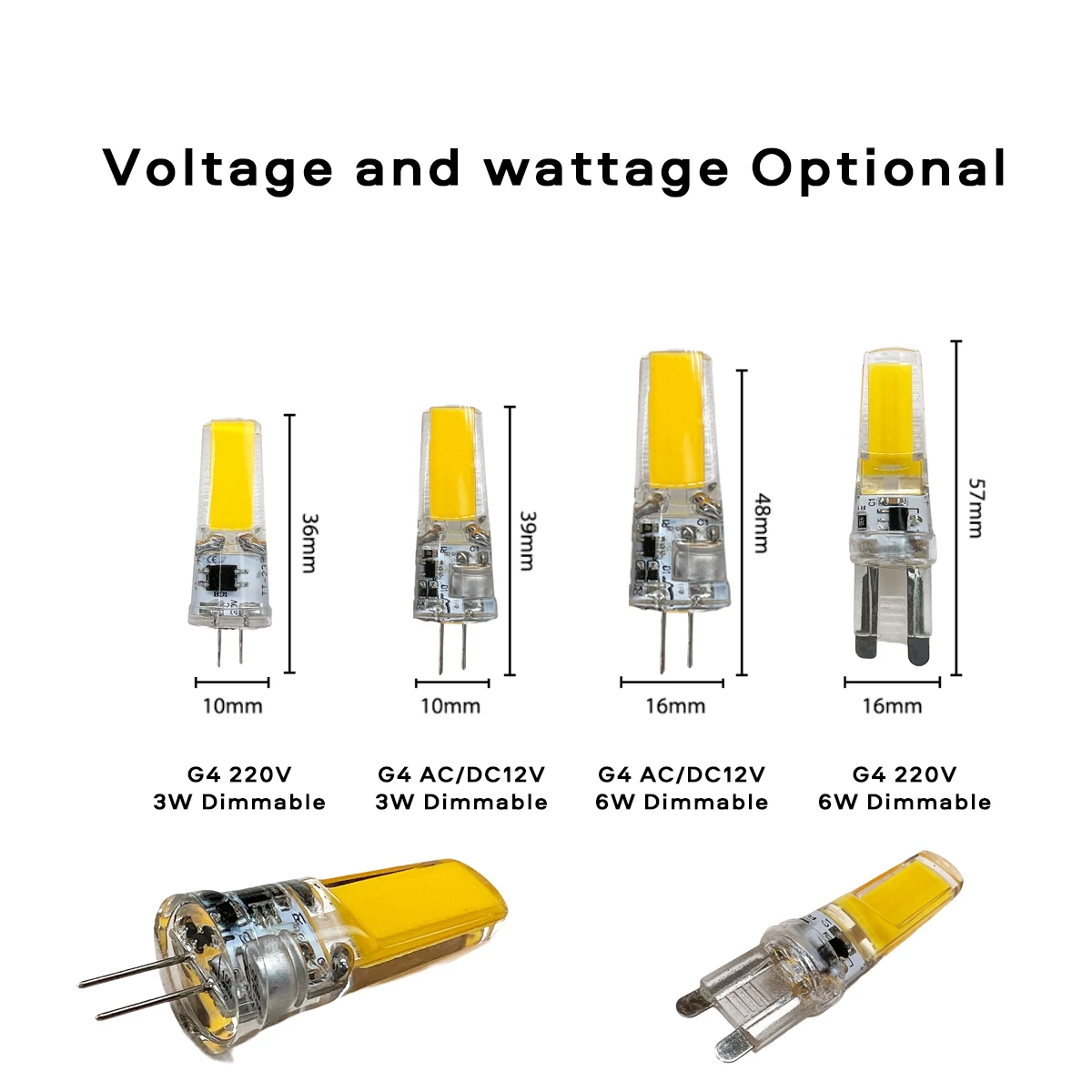 5st Dimble G4 G9 COB LED -glödlampor 12V 220V Volt 3W 6W lampa Byt ut 40W glödande halogen ljuskrona belysning dekorativ