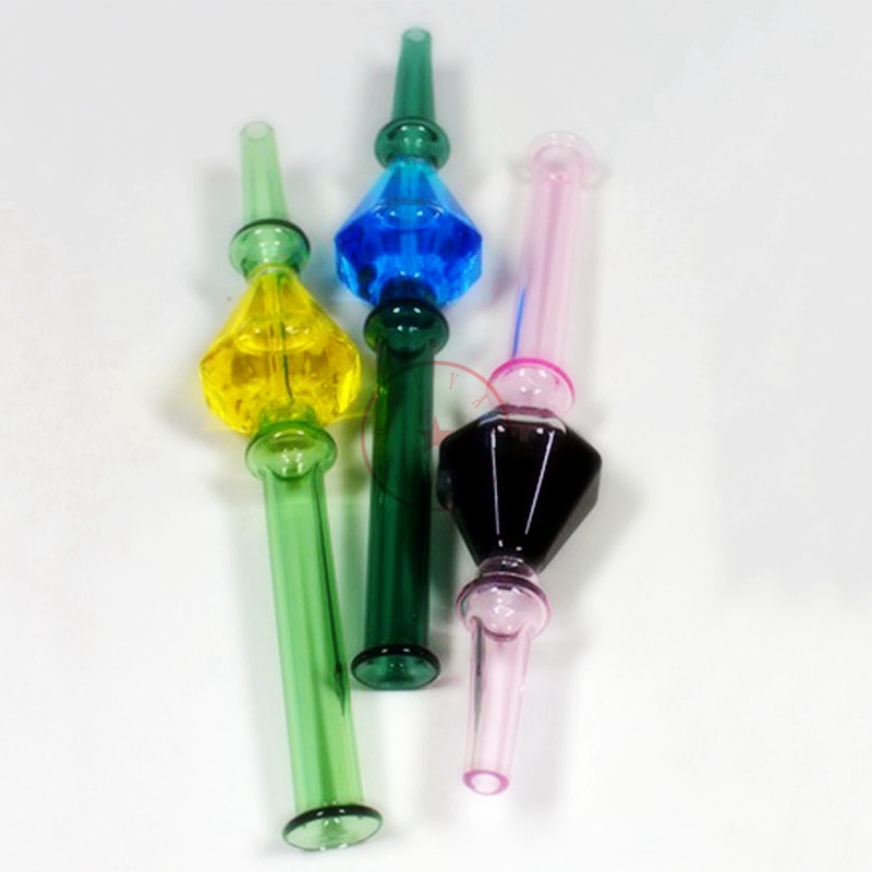 Nieuwste vriesbare vloeistof vulling kleurrijke pyrex glazen pijpen filter handpipes sigarettenhouder dabber tips draagbare innovatieve rookolie rigs stro handbuis