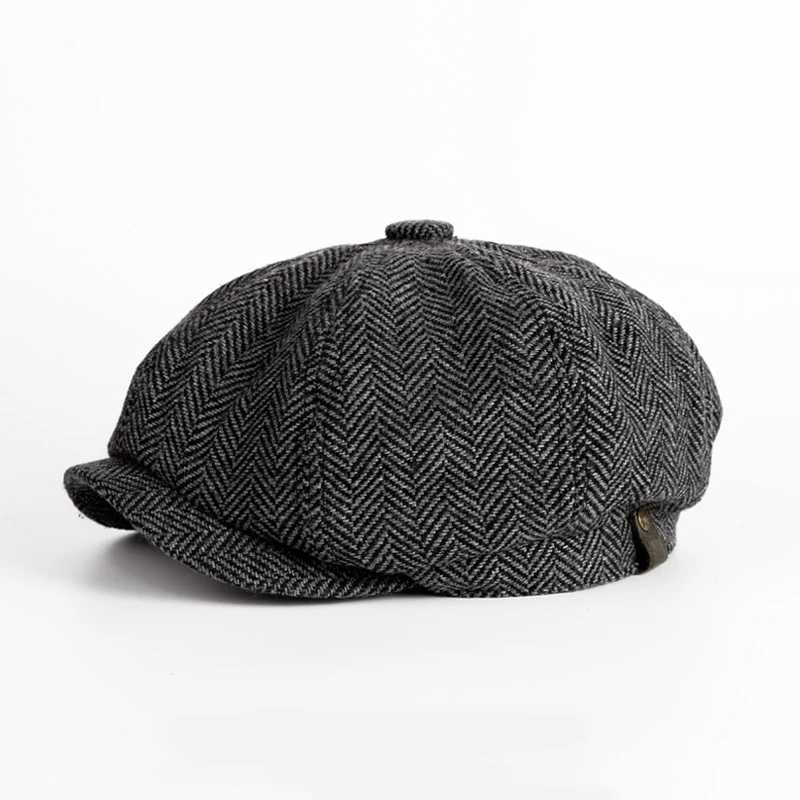 Berets new Men Berets Retro Peaky Blend Slend Blend Herringbone Tweed Newsboy Octagonal Stat