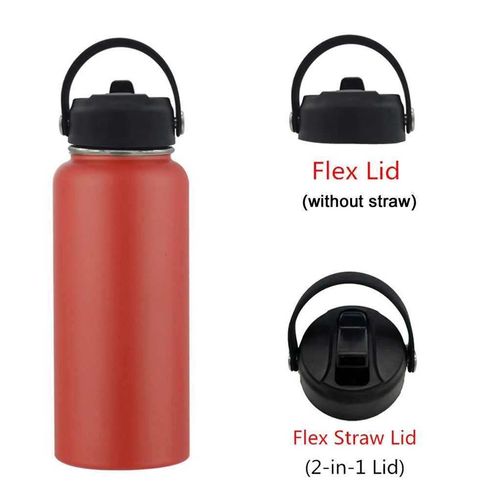 Tasses 12 oz 18oz 32 oz 40oz de large bouteille d'eau de la bouche avec paille à paille sport thermique flacon inoxydable acier vide isolé Hydroes thermos 240417