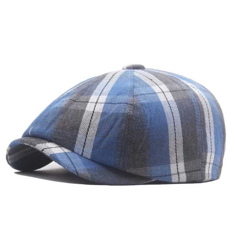 Bérets Spring Polyester Stripe Print Newsboy Caps Plat Paped Paped Hommes et femmes Painter Béret HAPS 125 D240417