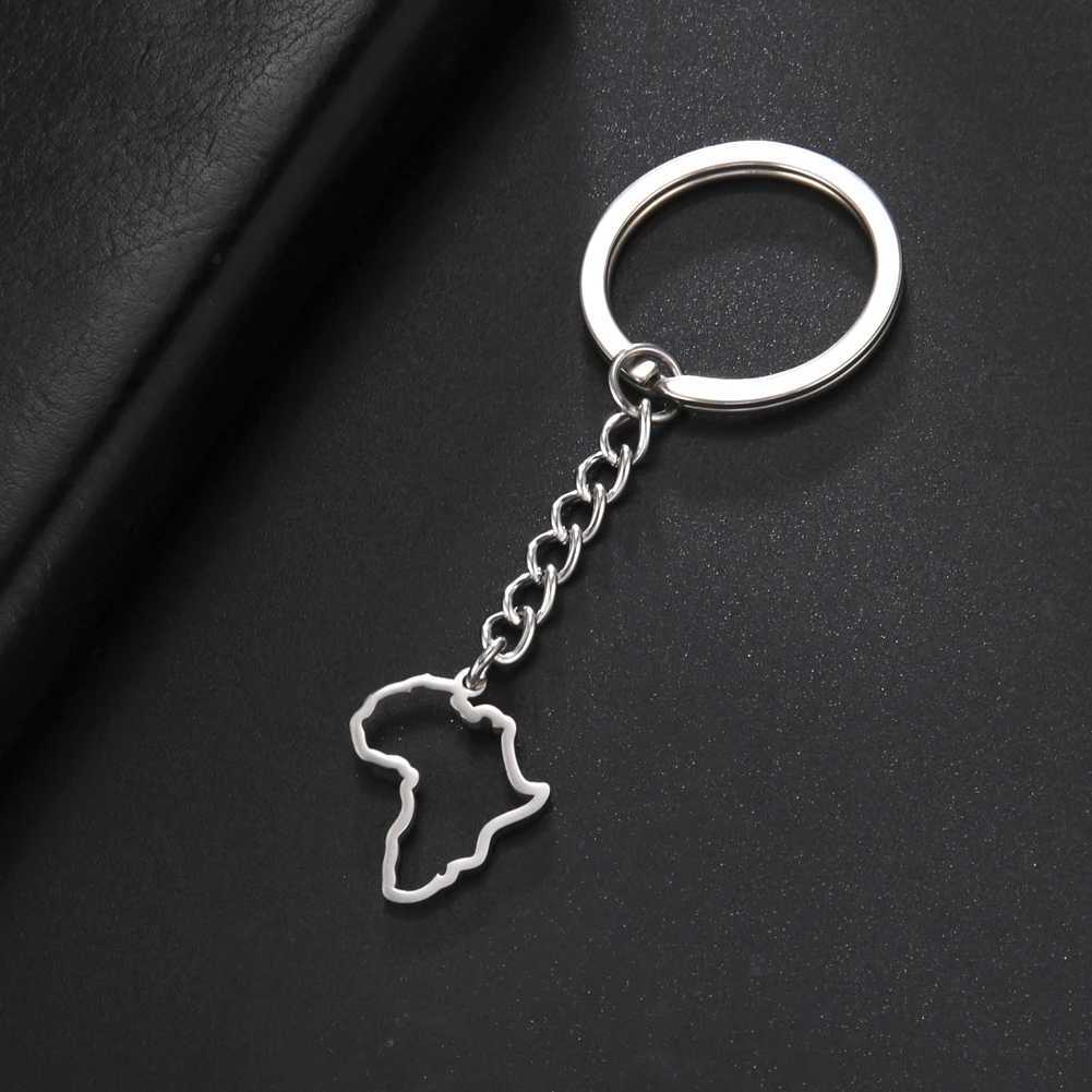 Keychains Lanyards Amaxer Map of Israel Palestine Africa Steel Keychain Metal Trendy Keychain for Car keys Pendant Women Men Jewelry Accessory d240417