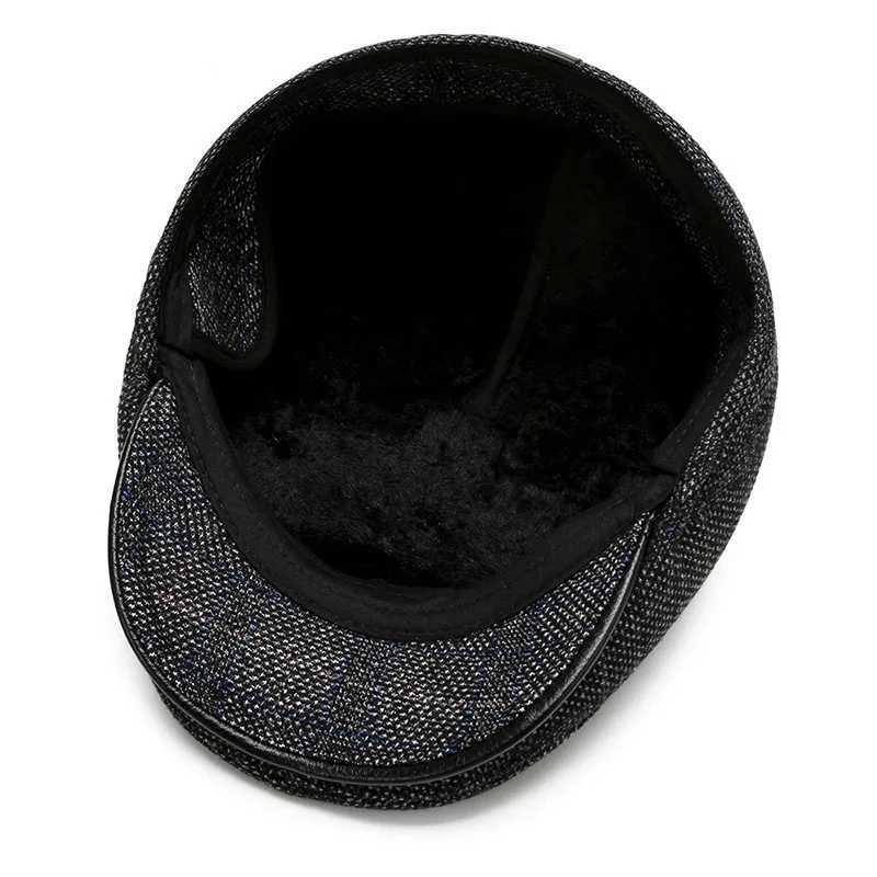 Berets Herbst und Winter Herren Baskenmütze warme Schutzhaar -Tweed -Kappe Sonnenschutzwatte Kappe Oktagonale Mütze Old Man Forward Cap Maler Cap D24417