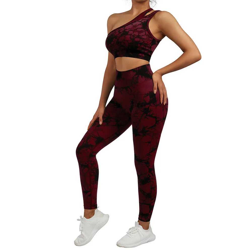 Women's Tracksuits Tie Dye Yoga Sets Women Seamless Sports Suit Cycling Shorts Running Bra Seamless Leggings Gym Tracksuit Elastic Fitness OutfitL2403