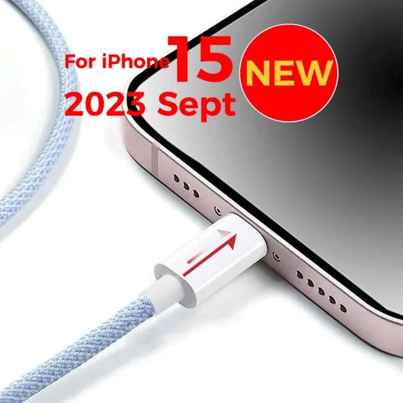 60W PD USB C to C Braided Cable for iPhone 15 MacBook Pro IPad Pro Type C Fast Charging Cables Cord For Samsung Xiaomi Huawei Data 1M Wire