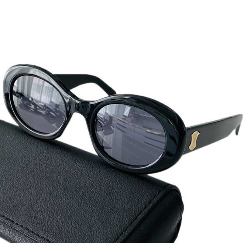 Retrovintage Round Round Roundized Grouplized Sunglasses UV400 للنساء للأزياء Desig Acetate Goggles Triomph Oval French High Street Snap Glasses5224 CASE Fullset Case