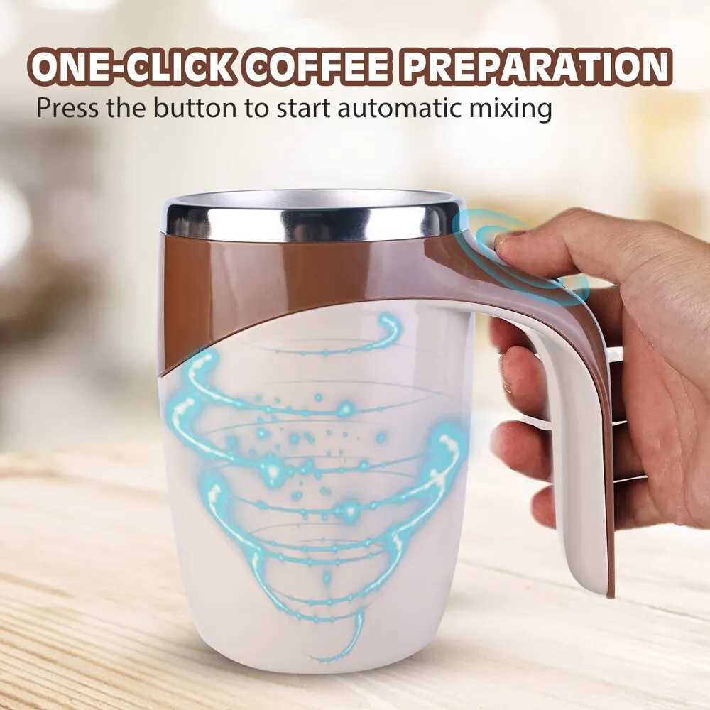 Mokken Automatisch roerende mok Oplaadbaar model Roer koffiekopje Elektrische roeren Cup Lazy Milkshake Roterende Cup 240417