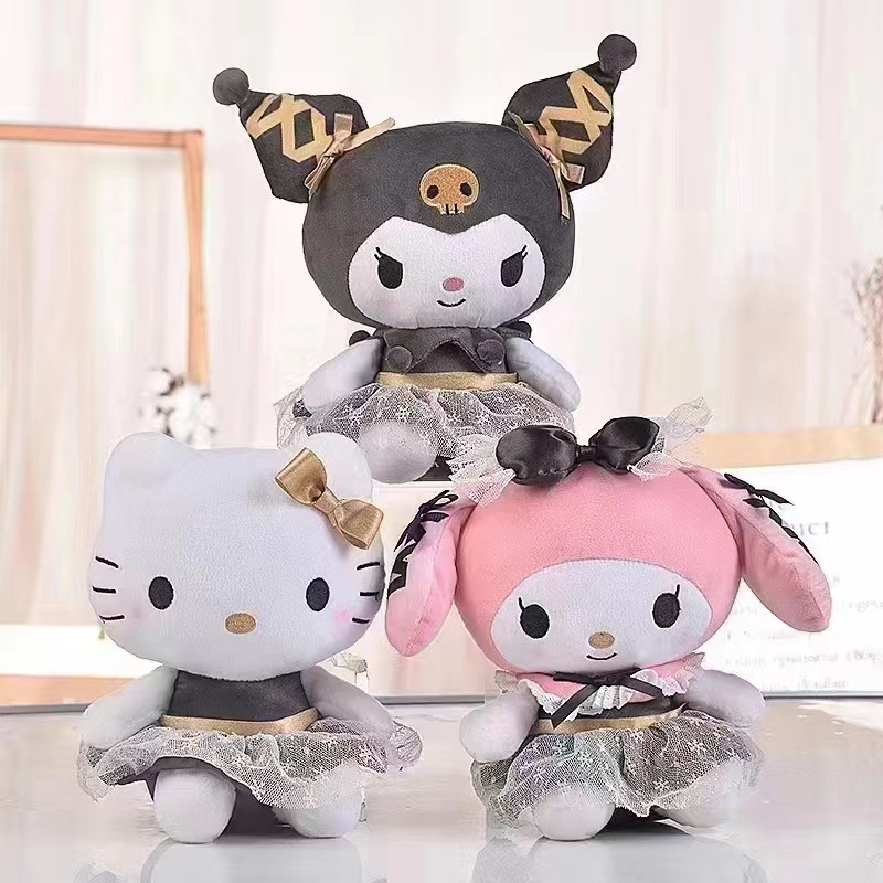 Atacado 8 polegadas brinquedos de pelúcia kawaii My melody Room decoração Kuromi Plushie Cinnâmoroll Doll Plushchain para presentes de Natal