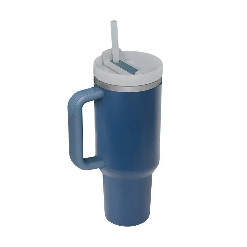 Tasses de gobelet en acier inoxydable de 40oz avec poignée de silicone Paille de couvercle 2nd génération à grande capacité tasses