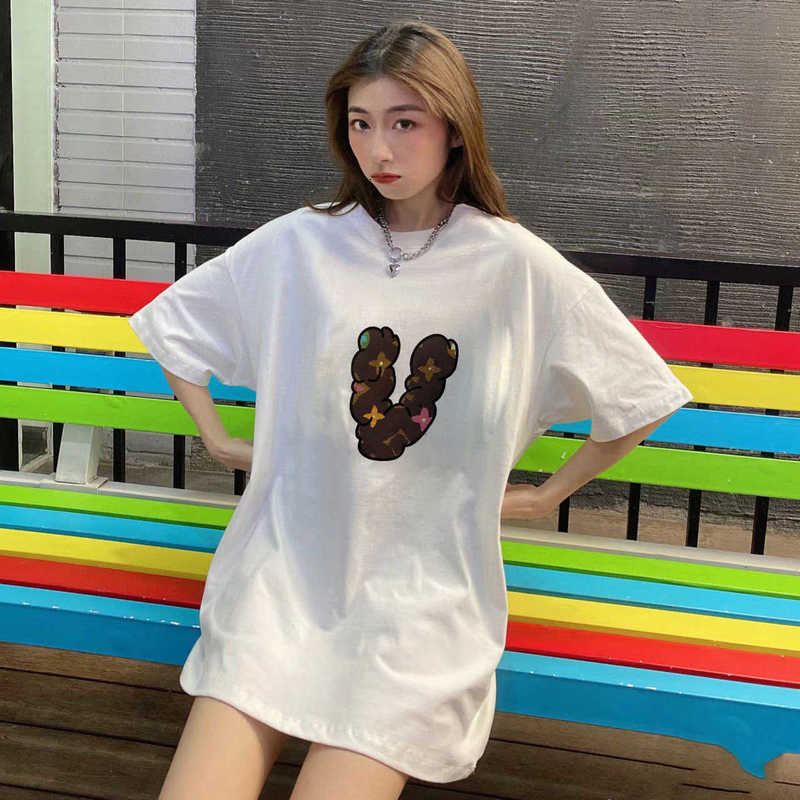 Designer di magliette maschile Cotton Stampa versatile Edizione coreana Famiglia Donkey Summer Nuova T-shirt a maniche corte rotonda e topt in basso da donna FMM9