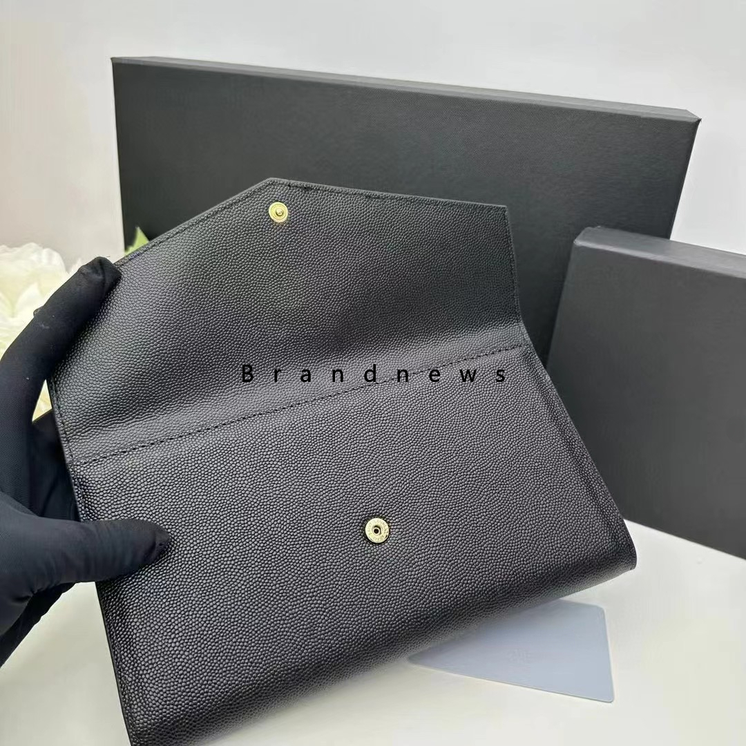 Äkta läder långa plånböcker Designer Kreditkortshållare Purse Clutch Luxury Handväskor Designer Purses Brand Classic Money Pocket 2702