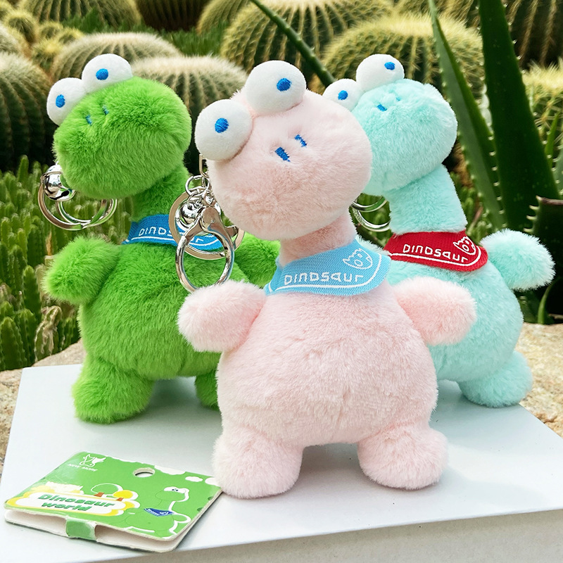 Innovant Twisted Head Dinosaur Fun Plush Keychain Pendant nouveau, unique, mignon petit dinosaure Bookbag Small Pender