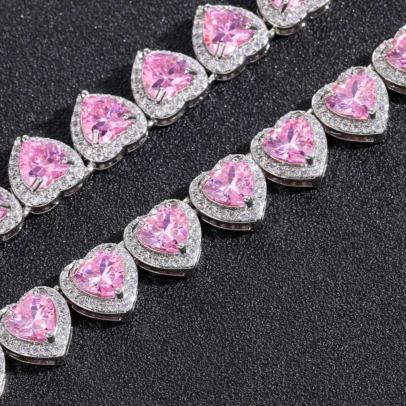 INS Hip Hop 10 mm Love Micro Pink Diamond Collar Sweet Women's Hip Hop Accesorios S925 Joyería de diseñador de marca de moda