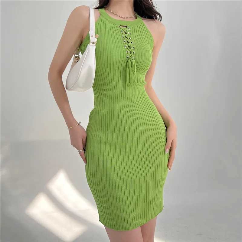 Basic Casual Dresses Chic Fashion Sexy Package Hips Bandage Knitted Summer Dress Women Slim Elastic Bodycon Mini Dress Party Outfits Vestido