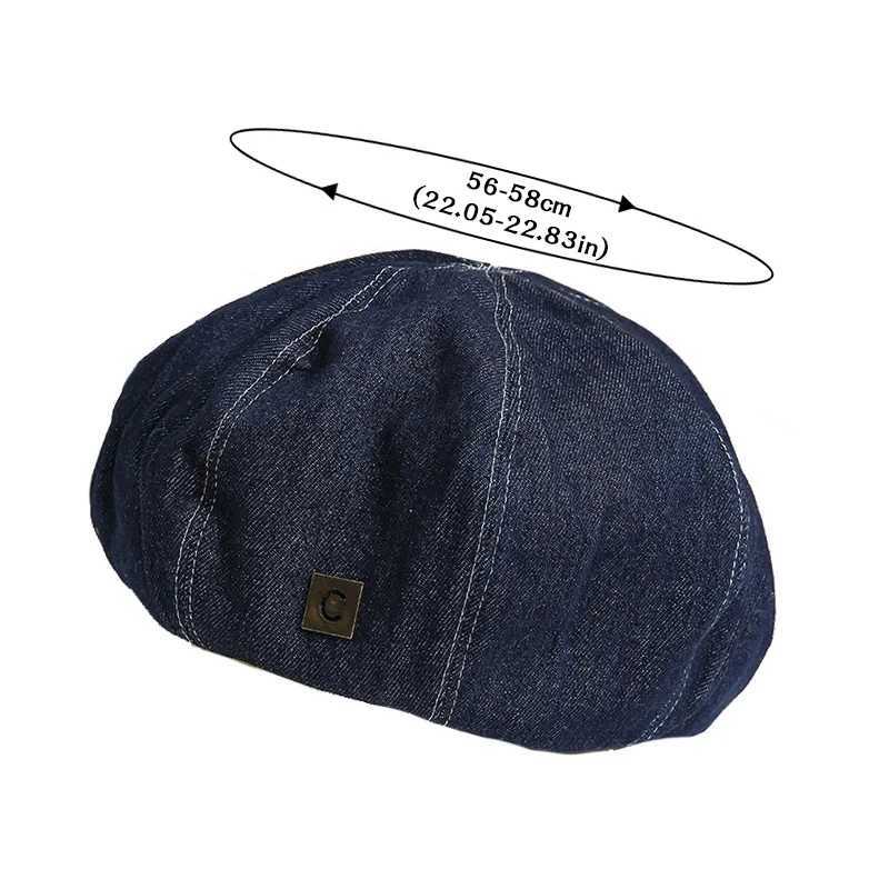 CEUB Berets Korean Women Denim Berets Fashion Retro Octagonal Hat Elegant Lady Artist Painter Cap Y2K Kpop Egirl Newsboy Beanies Girl Bonnet d24418