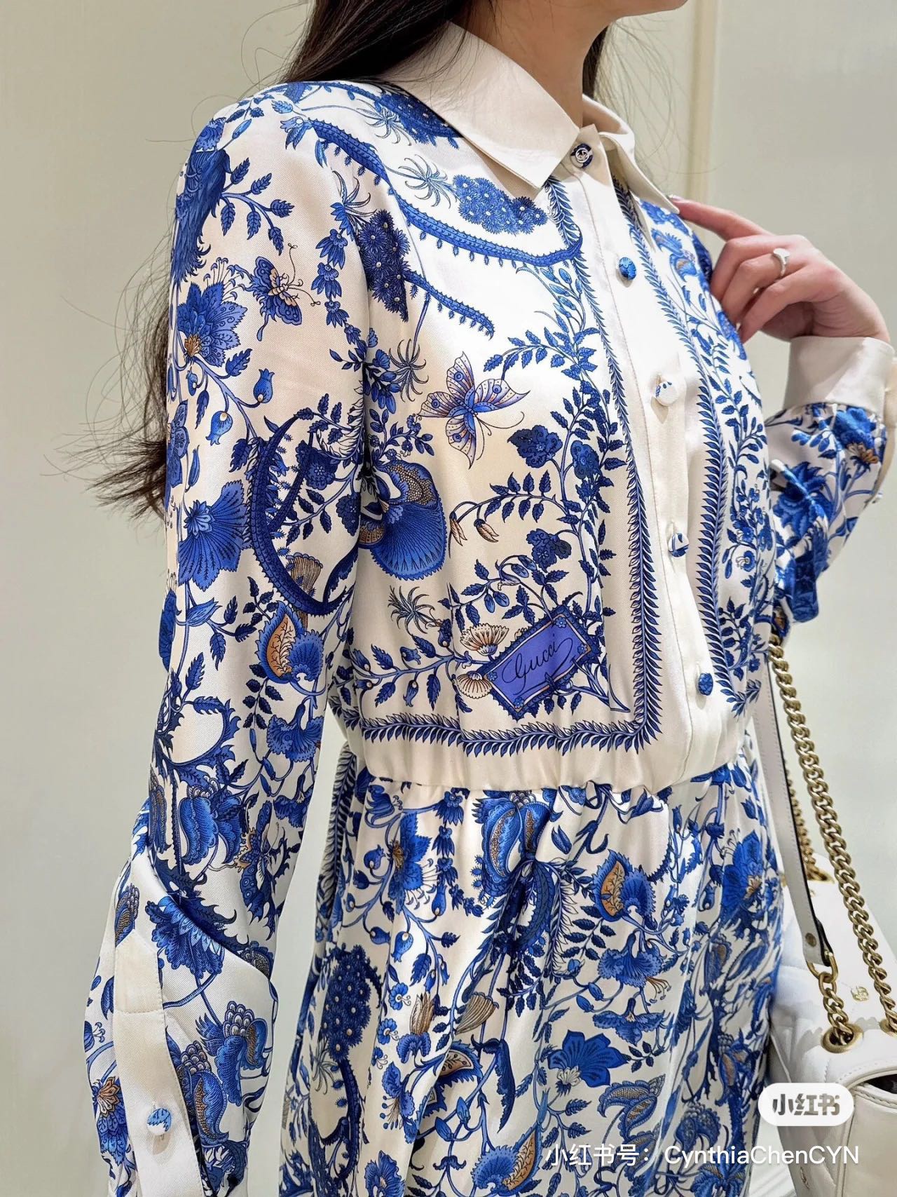 Modèle floral bleu ciel vintage avec dragon de style en porcelaine bleu et blanc robe dragon de mode femme décontractée lettre imprimée filles jupe plissée lâche