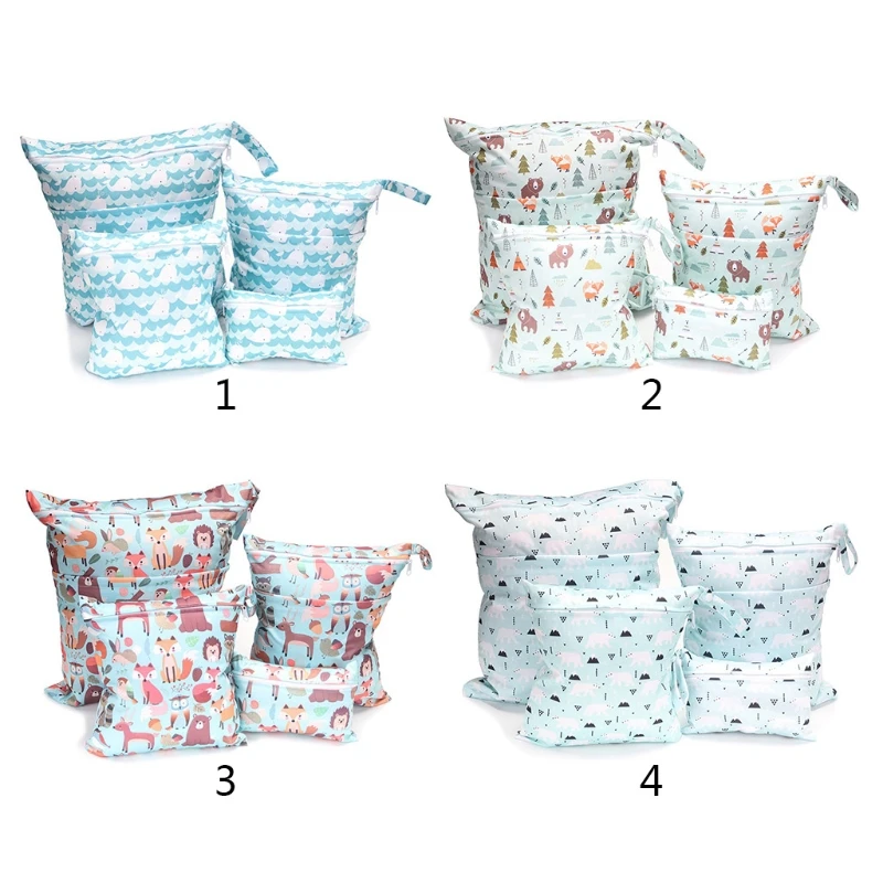 Ceinture / Set Fashion Print Baby Diaper Diaper Rangement Sacs réutilisables Lavable Voyage Nappy Pouchage Imperpose Organisateur de tissu sec humide A2UB A2UB