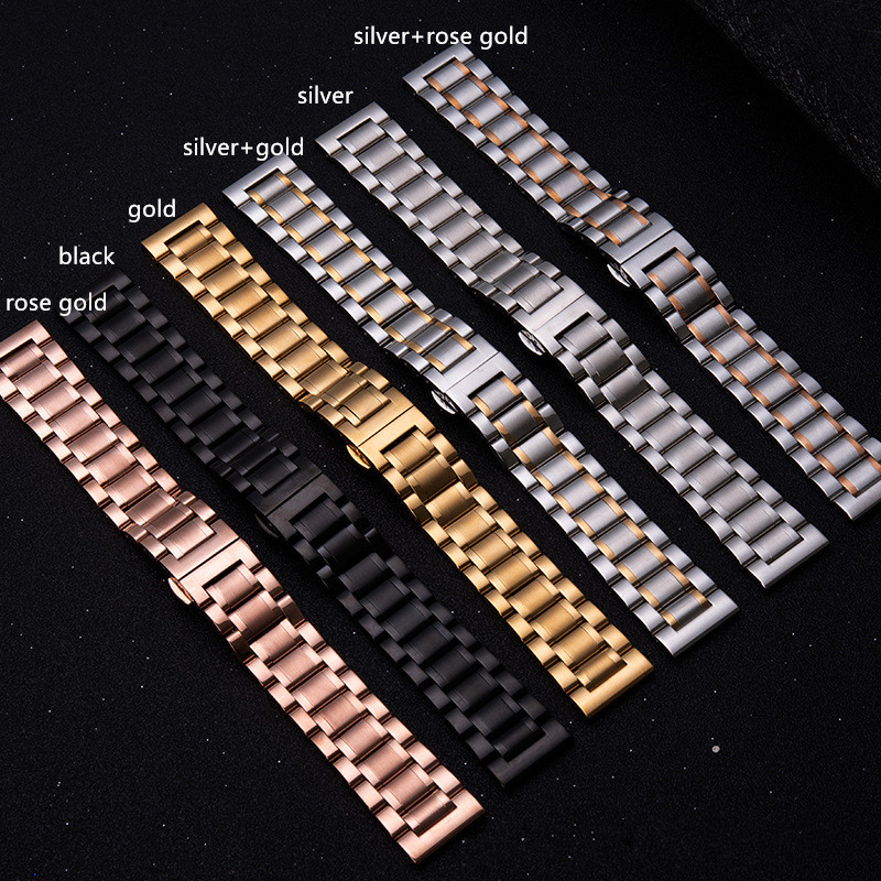 Butterfly Clasp Metal Watch Band for iWatch Ultra 9 8 7 6 5 4 3 Apple 49mm 45mm 44mm 42mm 41mm 40mm 38mm Watch Strap Universal Replacement Bracelet Wristband