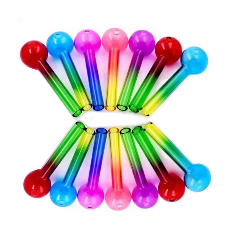 Tipe de bulles de brûleur à huile en verre coloré 10 cm 12cm 14cm 18cm 4 pouces 5,5 pouces Brûères de tampon fumé