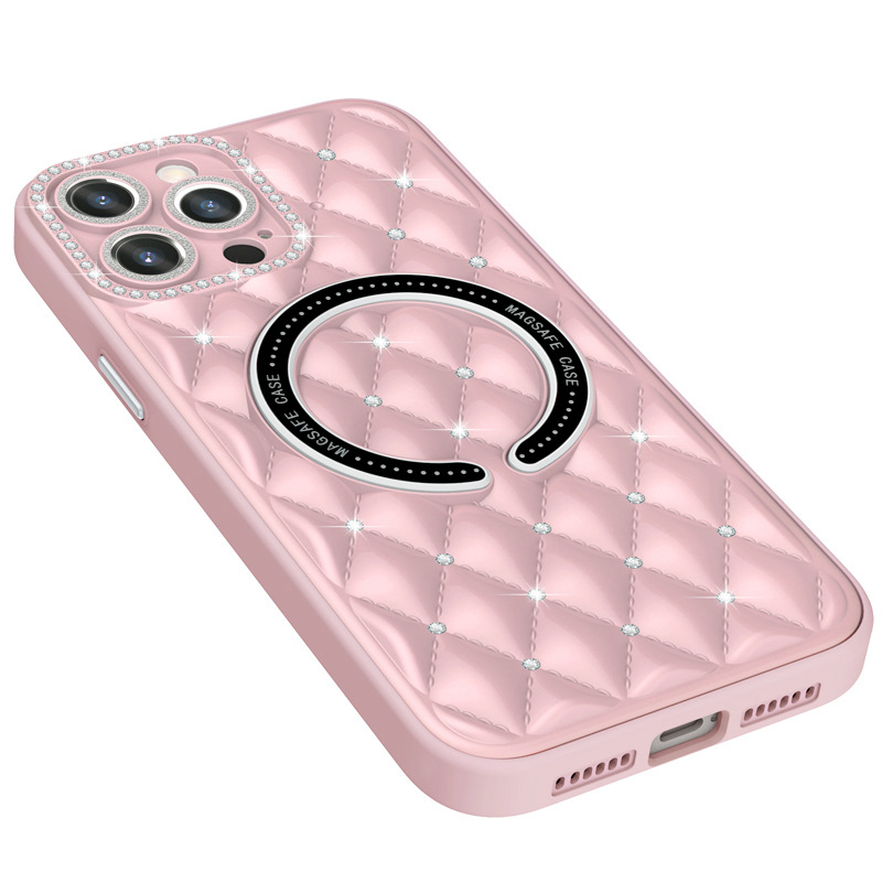 Bling Bling Bling Phone Case de téléphone pour iPhone 15 Pro Max 14 plus 13 12 11 XR XS 7 8 Couverture de Magsafe en plastique en plastique avec protecteur de caméra en diamant