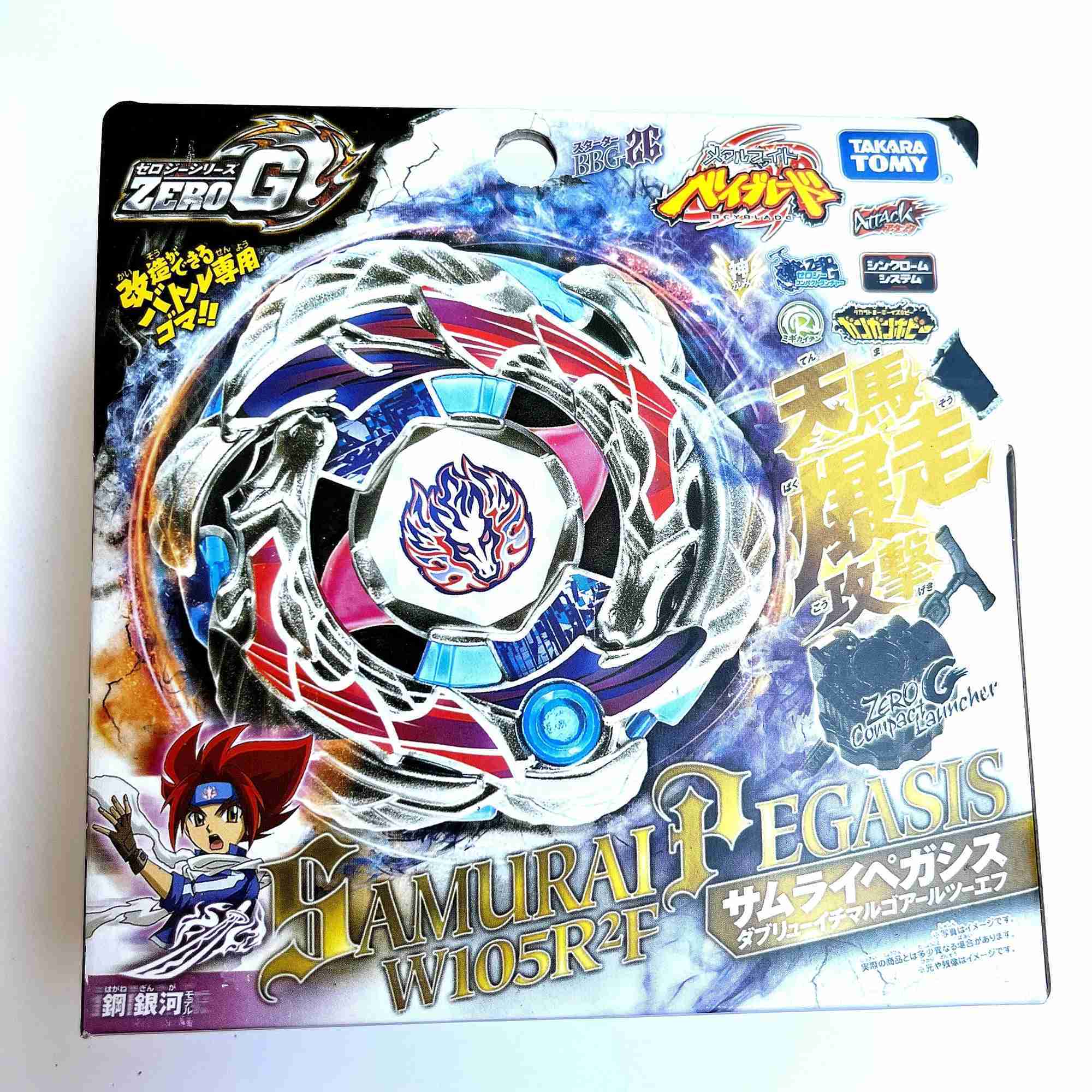 4d Beyblades Takara Tomy Beyblade Metal Savaş Füzyon Üst BBG26 Sıfır G Samurai Pegasis W105R2F Conpact Launcher