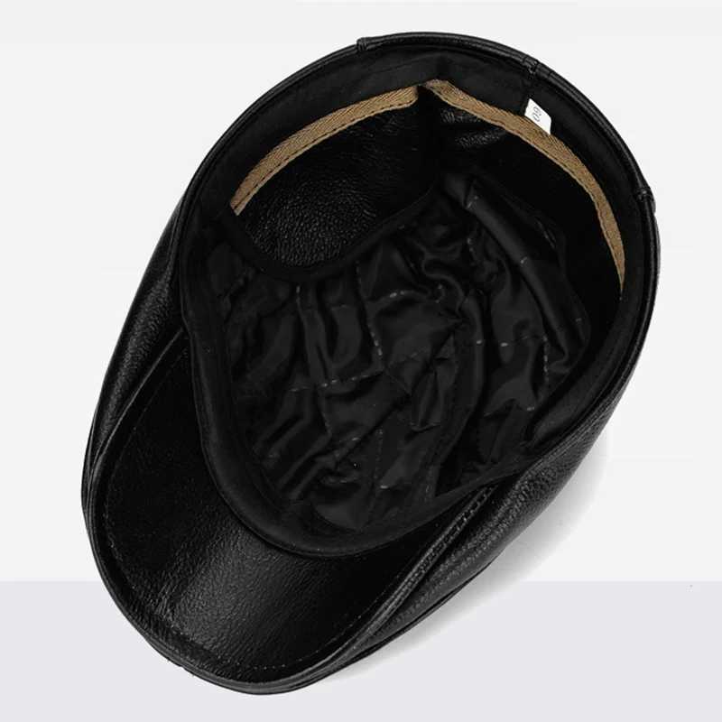 F4O1 BERETS HÄR MENS Outdoor Leather Hat Winter Berets Man Warm Ear Protection Cap 100% äkta läder Dad Hat Wholesale Leisure D24418