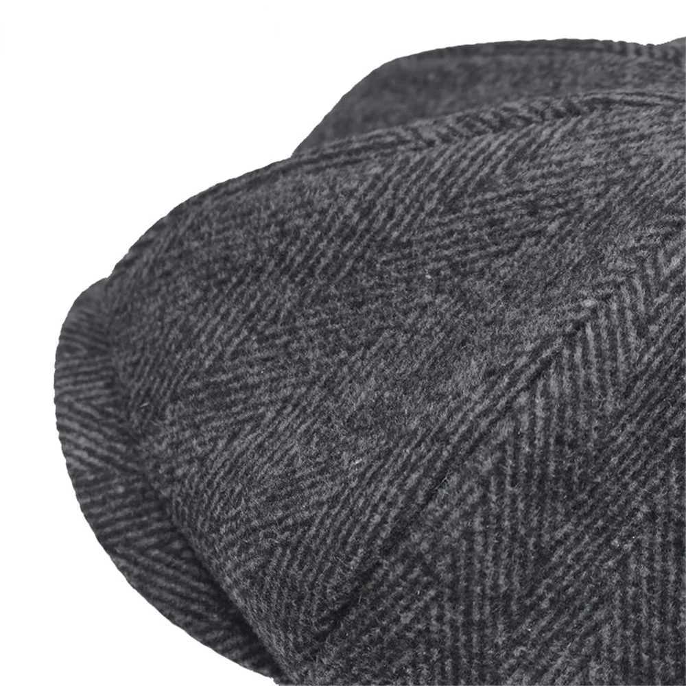 309K BERETS NYHETSBOY BERET WOOL MENS HAT HERRINGBONE FLAT CAP CASLA Hösten Winter Tweed British Style Retro Mens Octagonal Hats and Cap D24418