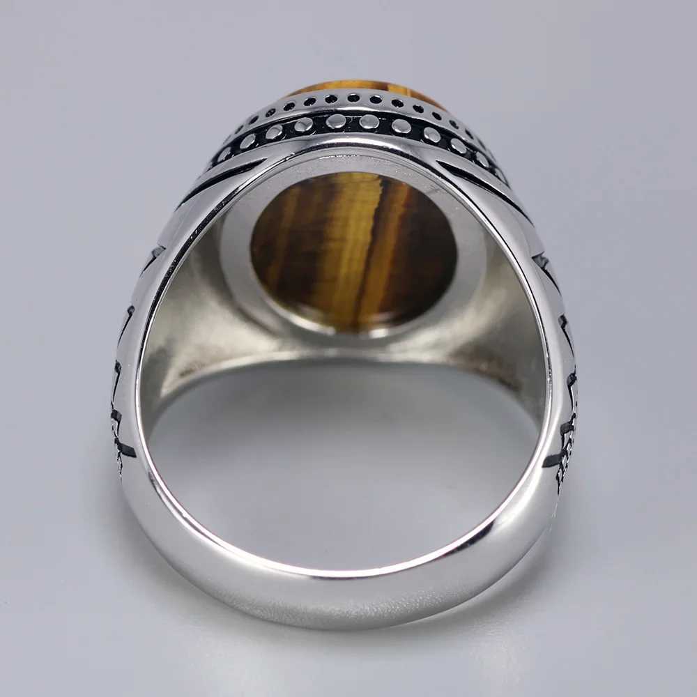 Anello solitario autentico anello da uomo solido argento s925 anello trkiye vintage e tigre naturale tigre trkiye gioielli 925 gioielli in argento240417