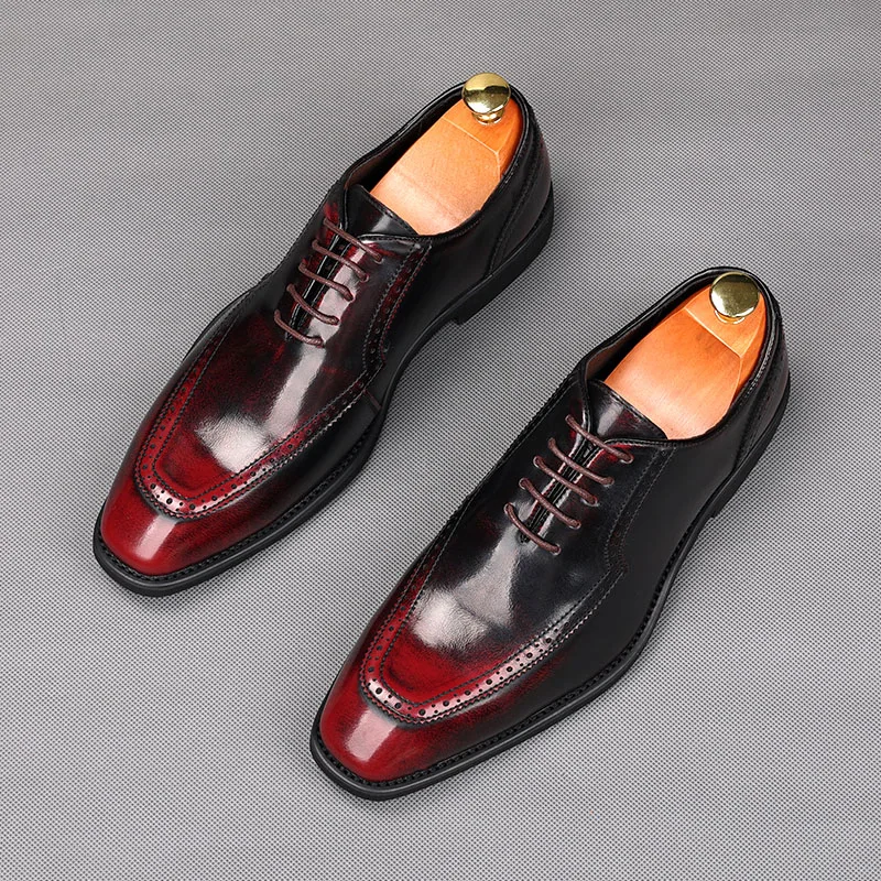 Retro Fashion Men Pointed Color Patchwork Gentleman Oxford Flats Casual Shoes Homecoming Wedding Dress Prom Zapatillas Hombre