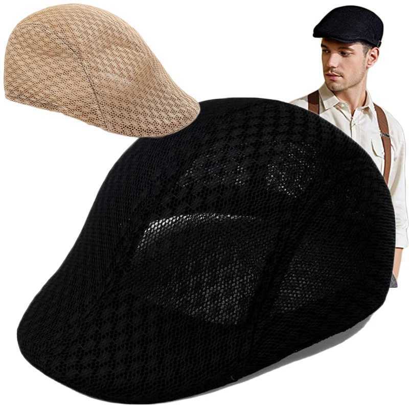 UL25 Berets Spring Summer puste berety dla mężczyzn wygodna oddychająca siatka beret hat szybko suszący newsboy czapka retro słoneczne czapki malarz Caps D240418