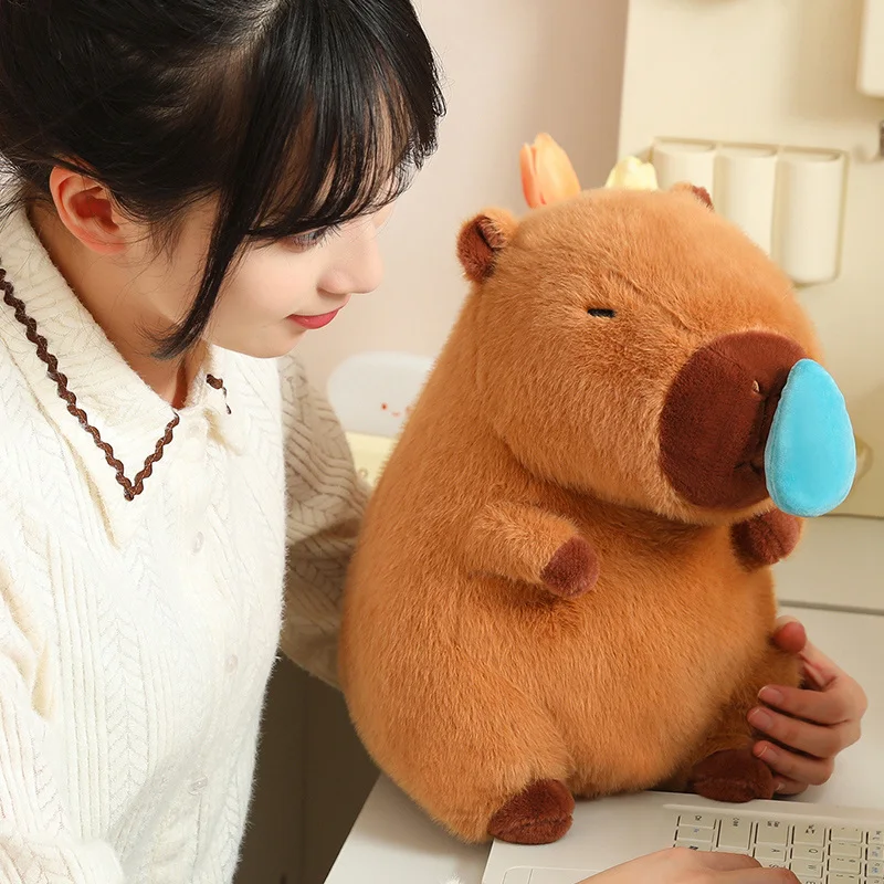 22 cm Simulation Tiere mit dehnbarem Nasenschleim Capibara Fluffy Doll süße rotzige Capybara Plüschspielzeug Kinder Geburtstag Geschenke