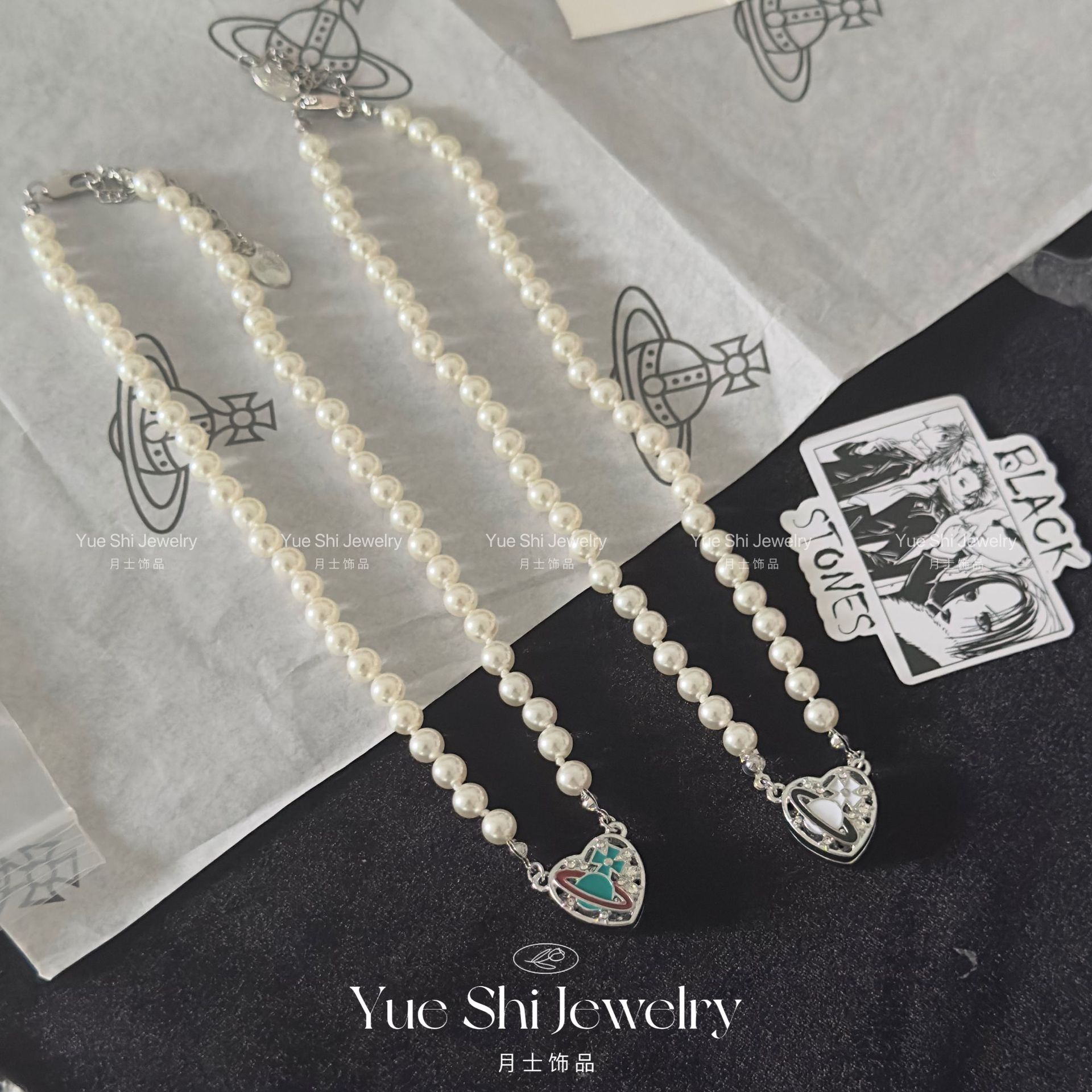 Designer Lin Zhou's Saturn Necklaces Pearl Beaded Diamond Luxury Brand Designer Pendants Necklaces Woman Silver Chains Vintage Trendy Style Desigenr