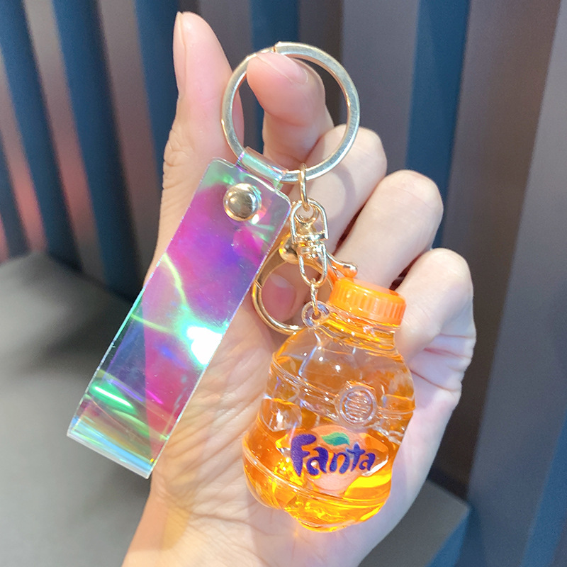 New Carbonated Beverage Series Oil infused Beverage Drifting Bottle Keychain Female Cute Doll Machine Stationery Shop Accessories