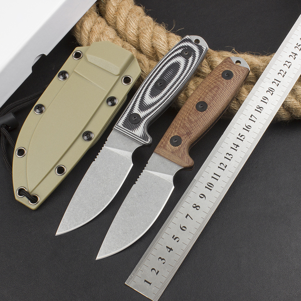 Offerta speciale H2045 Sopravvivenza esterna Knife dritta 9CR18Mov Stone Wash Blade Tang G10 G10 Hand Outdoor Camping Hunting Hunting Fix Fila Blade With Kydex