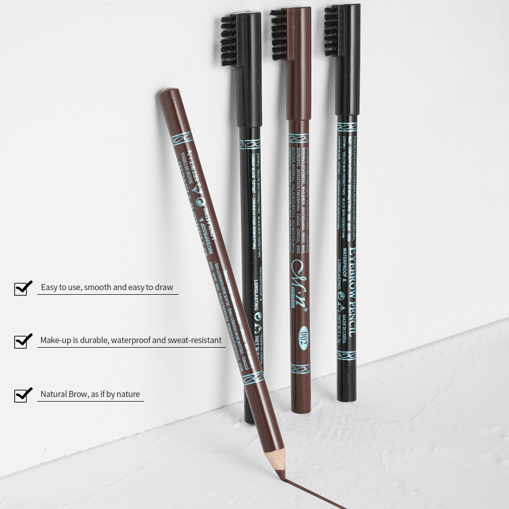 Menow /box Smooth wood sweat-resistant Black eyebrow eyebrow pencil with brush