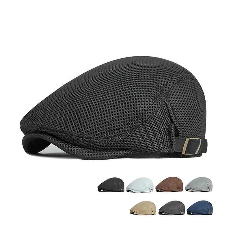 2p9h berretti da uomo cappelli casual berretti berretti la primavera Autumn Flat Cap a maglie traspirante Cappelli a punta di berretto a punta golf Cappello da golf D240418