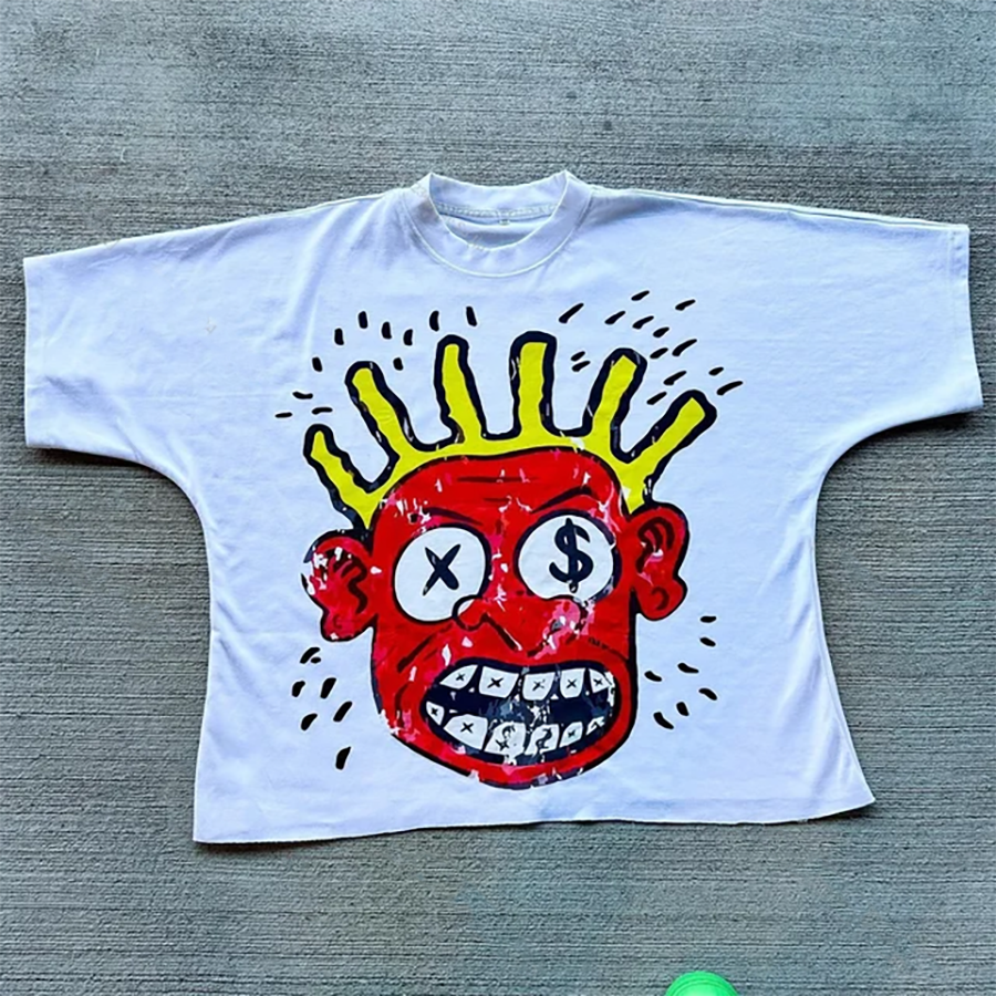 Мужская футболка для футболок kdis little devil graffiti hip hop print printed Street футболка с короткими рукавами.