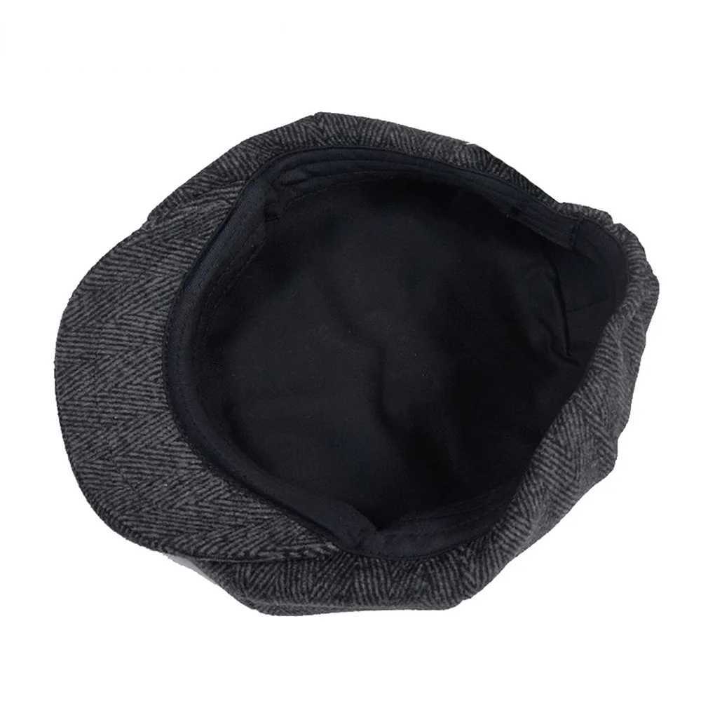 309K BERETS NYHETSBOY BERET WOOL MENS HAT HERRINGBONE FLAT CAP CASLA Hösten Winter Tweed British Style Retro Mens Octagonal Hats and Cap D24418