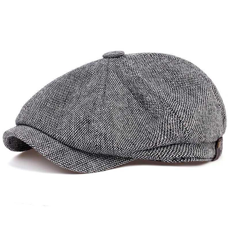 M5P1 boinas masculina Hats de Newsboy Peaky Autumn Vintage Herringbone Cap Women Women Stripe Casual Boins gatsby chapéu plano D24418