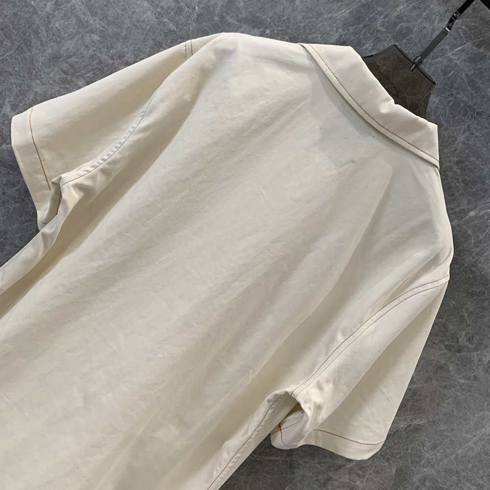 2024 Nieuwe dames shirt ontwerper mui letter blouse dames mode massieve kleur letter afdrukken grafische korte mouw shirts casual simple short short short