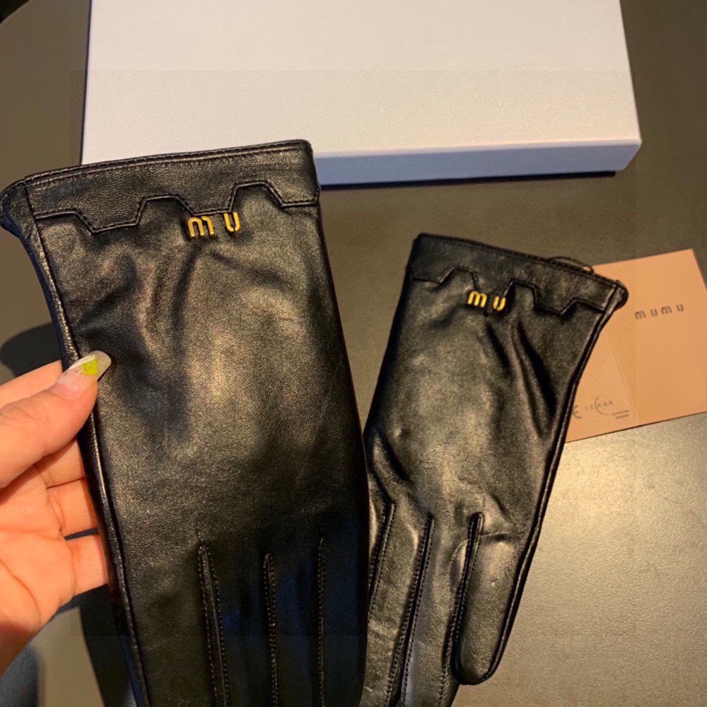 Высококачественные пять пальцев перчатки кожаная хлопковая модельер бренд Mui буква кристал