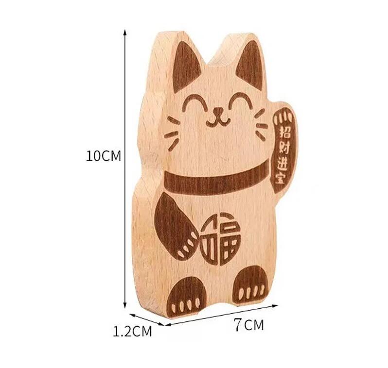 Cute Lucky Cat Solid Wood Fridge Magnet Decorative Home Multi Functional Portable Beverage Bottle Opener Fast DHL