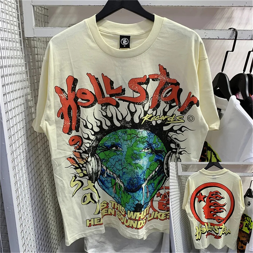 T-shirt Hellstar Men's and Women's Designer Cotton Top T-shirt Men's Casual Shirt Luxury Clothing Street Wear T-shirt