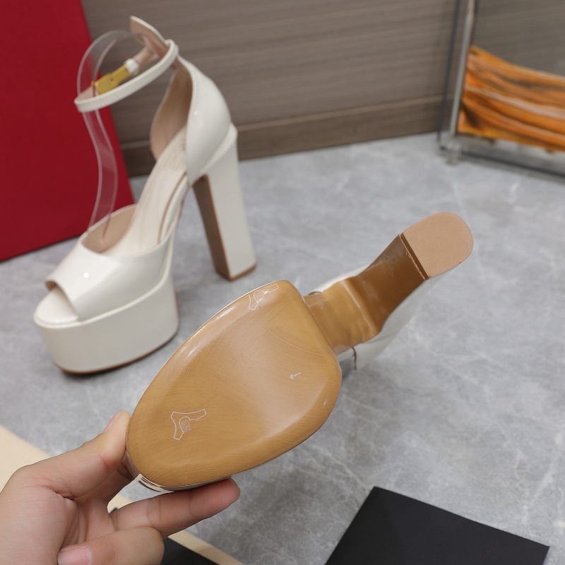Mode elegante vrouwen slingback sandaal peep tenen ontwerper sandaal echt leer 155 mm dikke hak trouwschoenen met met leer bedekt platform en blokhiel met doos