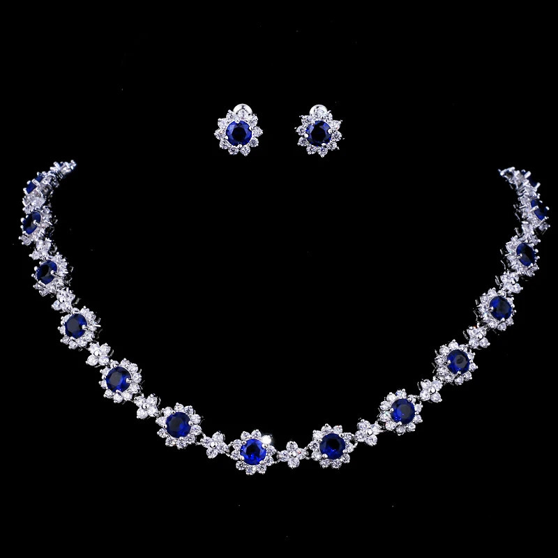 Emmaya luksusowe sześcienne cyrkon kryształowe zestaw biżuterii ślubnej Zestawy kolczyków naszyjniki dla kobiet biżuteria przyjęcia weselnego 240411