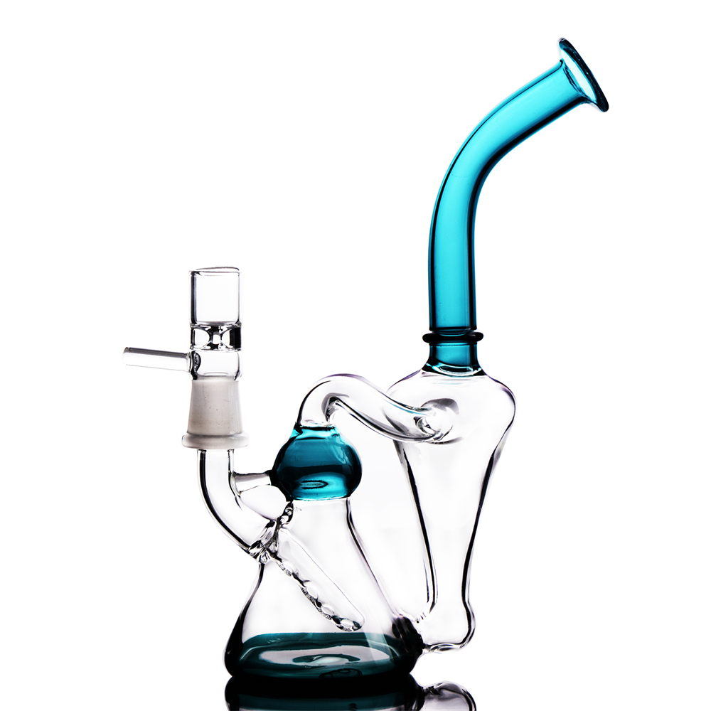 Glass Baker Bongs with Dome Nai Bowl Hookahs Bubbler Recycler Water Pipes Smoking Pipe Oil Dab Rigs 14.4mm Joint Shisha