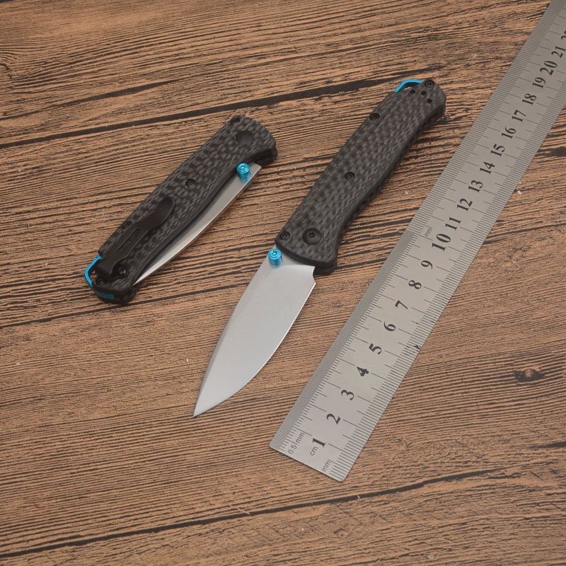 Top Quality Classic BM 535-3 Pocket Folding Knife S30V Drop Point Stone Wash Blade CNC Carbon Fiber Handle Outdoor EDC Folder Gift Knives with Retail Box