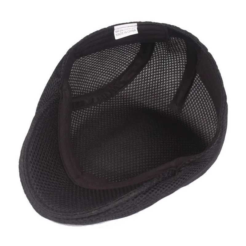 Boinas JA6P Nuevo Summer Hollow Mesh Breatable Sun Sol Sol Classic Color sólido Boina y mujer Sombreros universales Capas deportivas al aire libre D240418