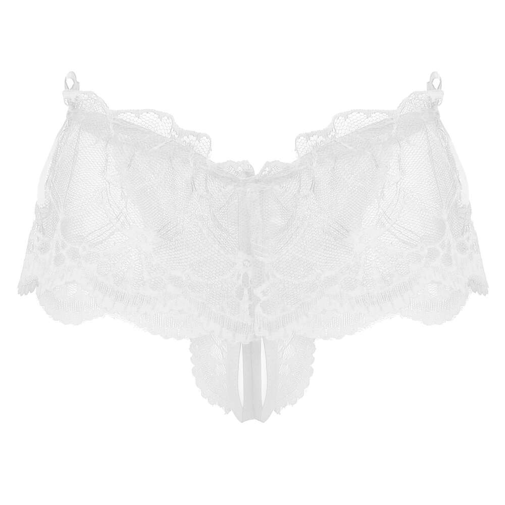 Slipje miester mannelijke homo ondergoed heren doorzichtige kant open open kruis string t-back lage taille bowknot lingerie underpants