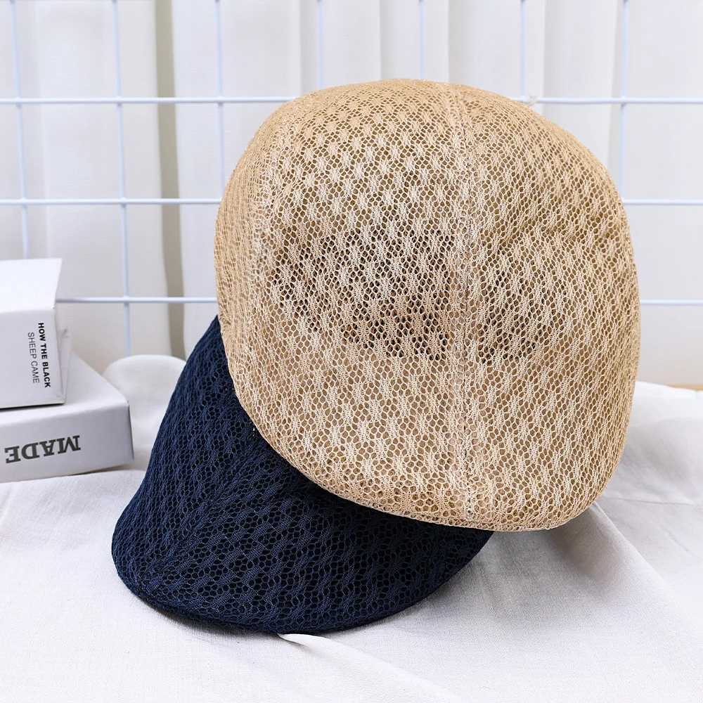 UL25 BERETS SPRING SUMMER BERETE MON FOR MEN TONEINT BREATABLE MESH BERET BERET BERET BERET BERET BERET HAT QUICH DRYING NEWSBOY CAP RETRO SUN HATS PEANTER CAPS D240418